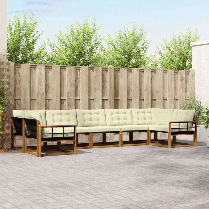 Set de canapele de exterior cu pernă 7 pcs Natural și Crem WALTI