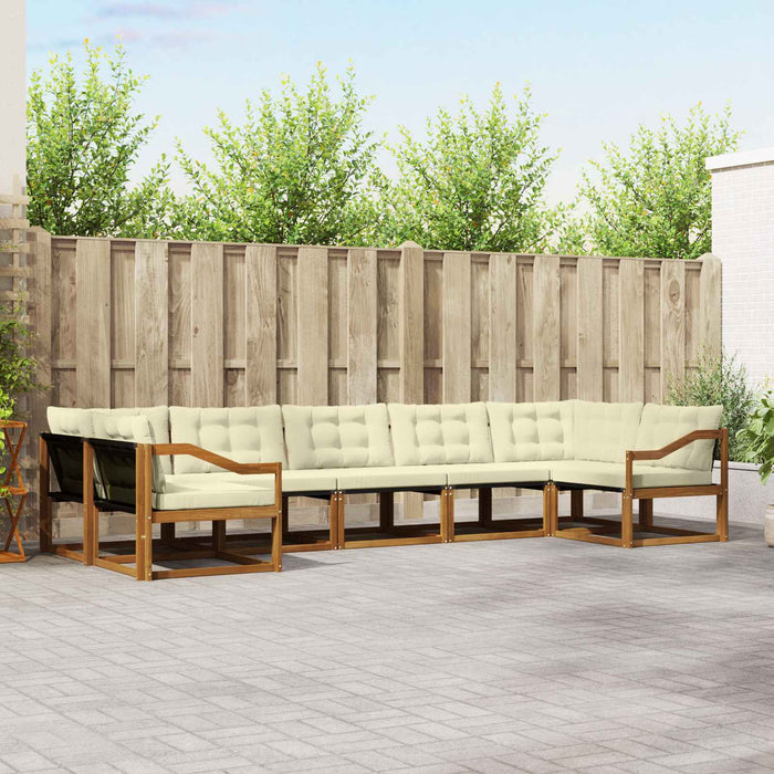 Set de canapele de exterior cu pernă 7 pcs Natural și Crem WALTI