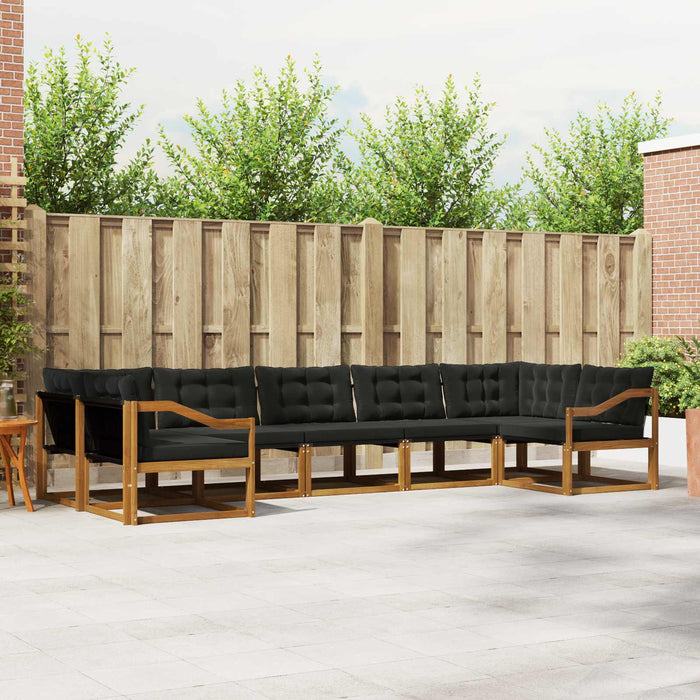 Set de canapele de exterior cu pernă 7 pcs Natural și Negru WALTI