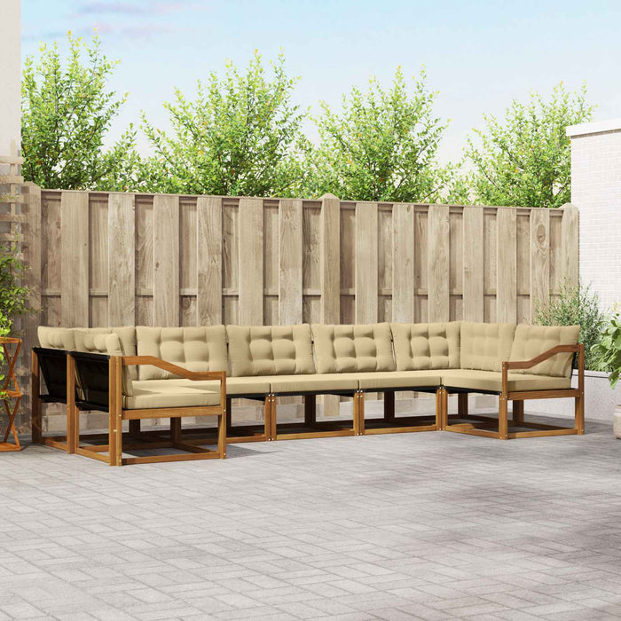 Set de canapele de exterior cu pernă 7 pcs Natural și Bej - WALTI WALTI