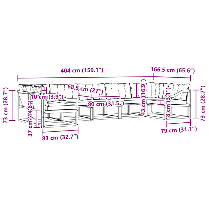 Set de canapele de exterior cu pernă 7 pcs Natural și Bej - WALTI WALTI