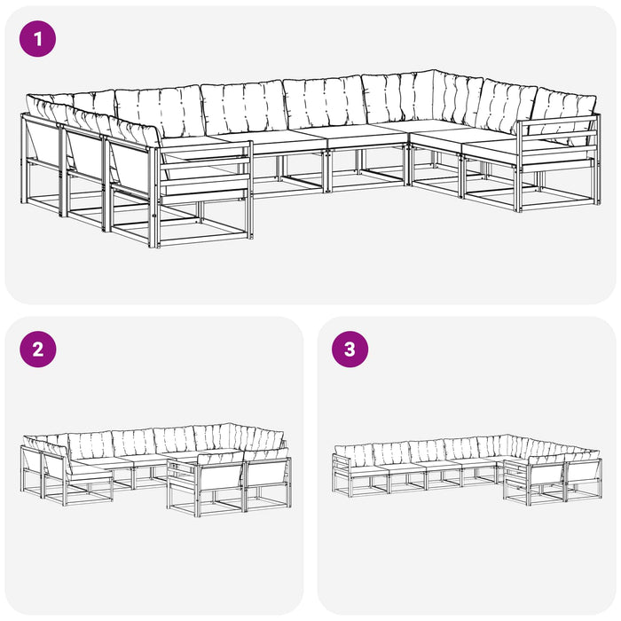 Set de canapele de exterior cu pernă 9 pcs Natural și Bej - WALTI WALTI