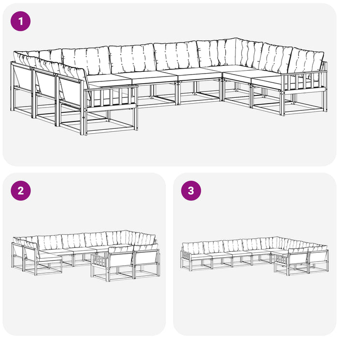 Set de canapele de exterior 9 pcs Gri natural și deschis - WALTI WALTI