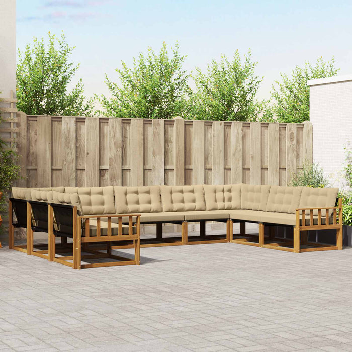 Set de canapele de exterior cu pernă 9 pcs Natural și Bej - WALTI WALTI