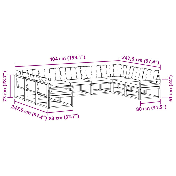 Set de canapele de exterior cu pernă 9 pcs Natural și Negru - WALTI WALTI