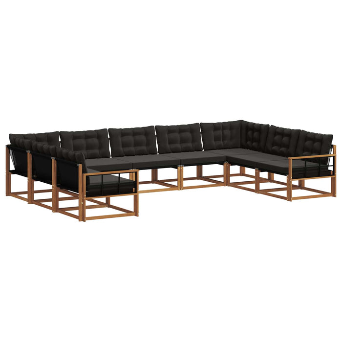 Set de canapele de exterior cu pernă 9 pcs Natural și Negru - WALTI WALTI