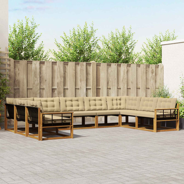 Set de canapele de exterior cu pernă 9 pcs Natural și Bej - WALTI WALTI