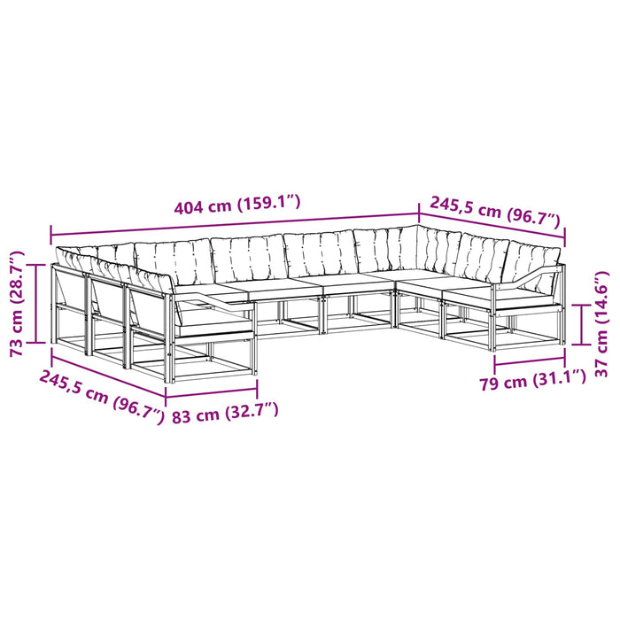Set de canapele de exterior cu pernă 9 pcs Natural și Negru - WALTI WALTI
