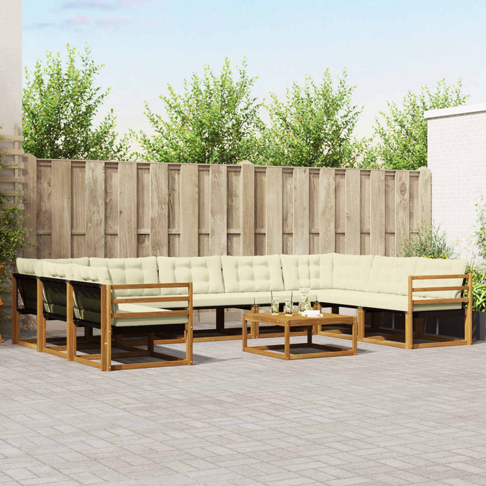 Set de canapele de exterior cu pernă 10 pcs Natural și Crem WALTI