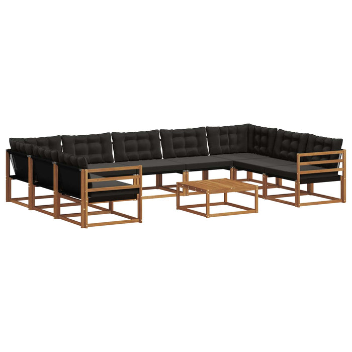 Set de canapele de exterior cu pernă 10 pcs Natural și Negru WALTI