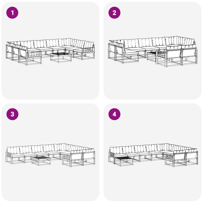 Set de canapele de exterior cu pernă 10 pcs Natural și Crem WALTI
