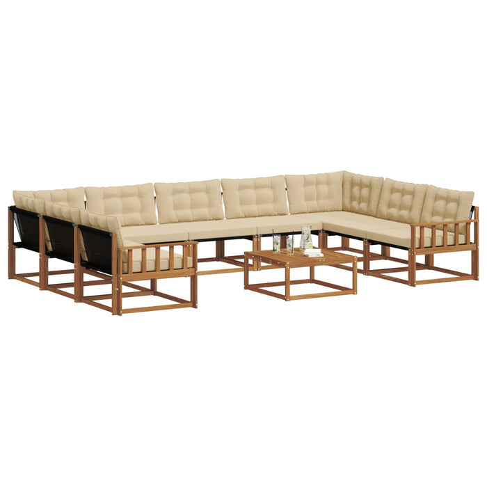 Set de canapele de exterior cu pernă 10 pcs Natural și Bej WALTI