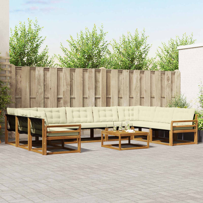 Set de canapele de exterior cu pernă 10 pcs Natural și Crem WALTI