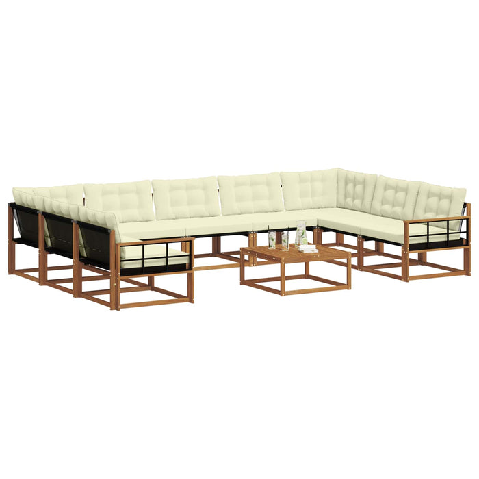 Set de canapele de exterior cu pernă 10 pcs Natural și Crem WALTI