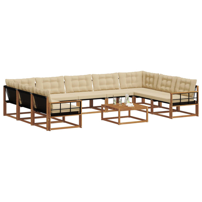 Set de canapele de exterior cu pernă 10 pcs Natural și Bej WALTI