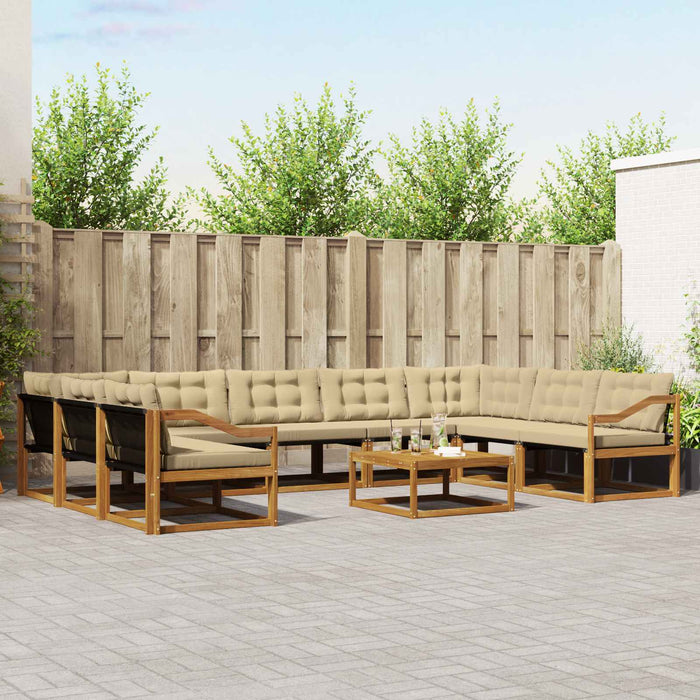 Set de canapele de exterior cu pernă 10 pcs Natural și Bej WALTI
