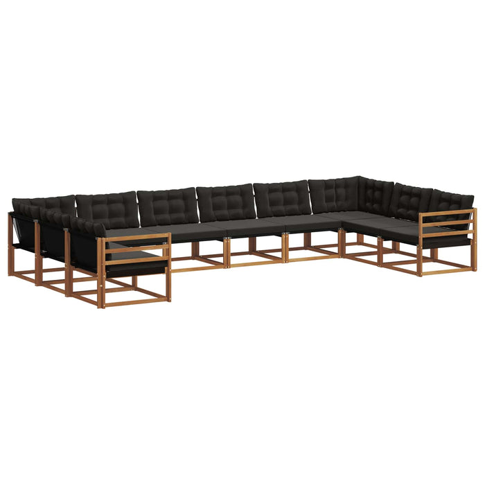Set de canapele de exterior cu pernă 10 pcs Natural și Negru WALTI