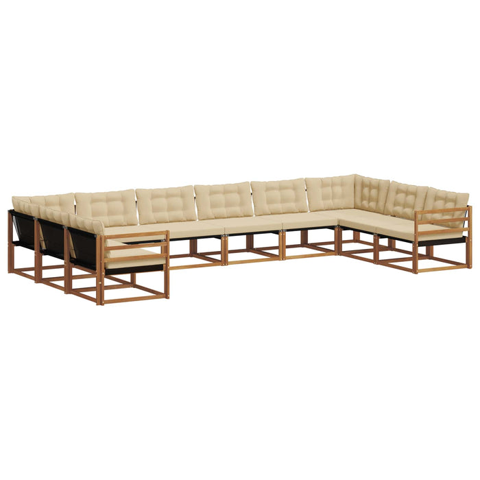 Set de canapele de exterior cu pernă 10 pcs Natural și Bej WALTI