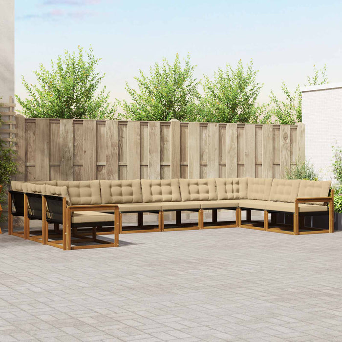 Set de canapele de exterior cu pernă 10 pcs Natural și Bej WALTI