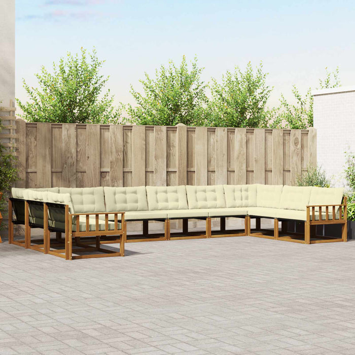 Set de canapele de exterior cu pernă 10 pcs Natural și Crem WALTI