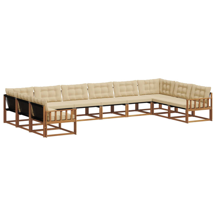 Set de canapele de exterior cu pernă 10 pcs Natural și Bej WALTI