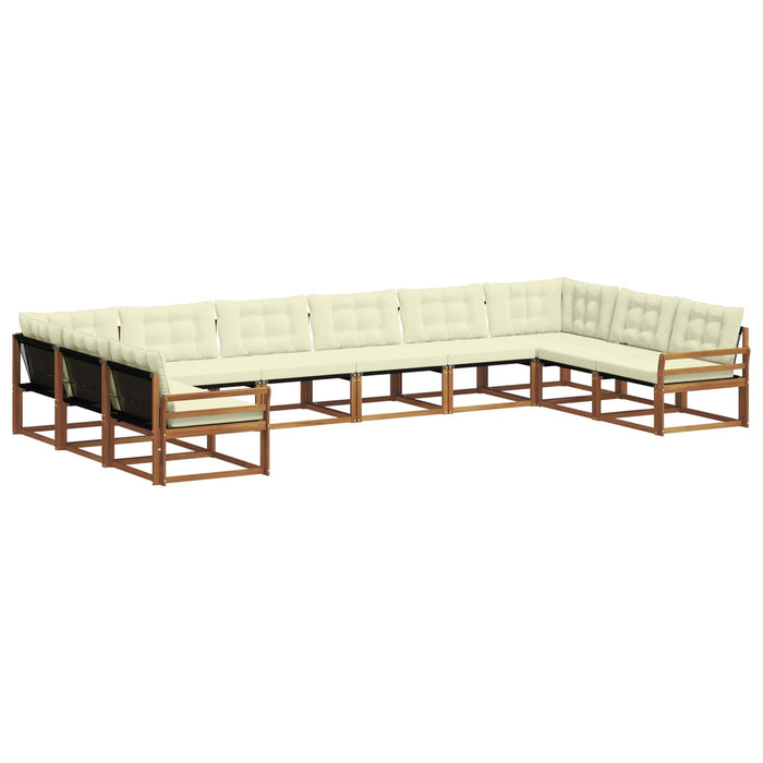 Set de canapele de exterior cu pernă 10 pcs Natural și Crem WALTI