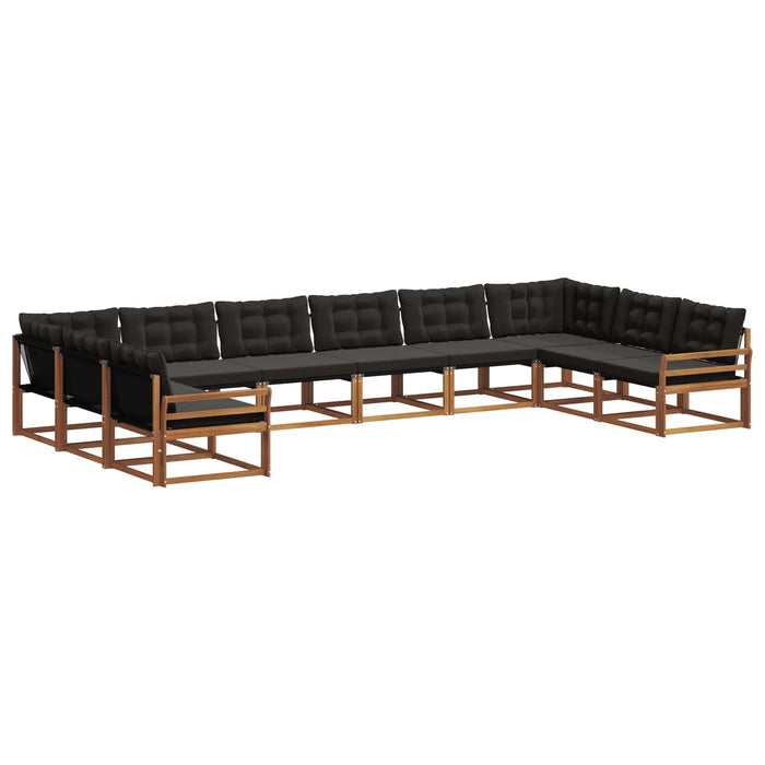 Set de canapele de exterior cu pernă 10 pcs Natural și Negru WALTI
