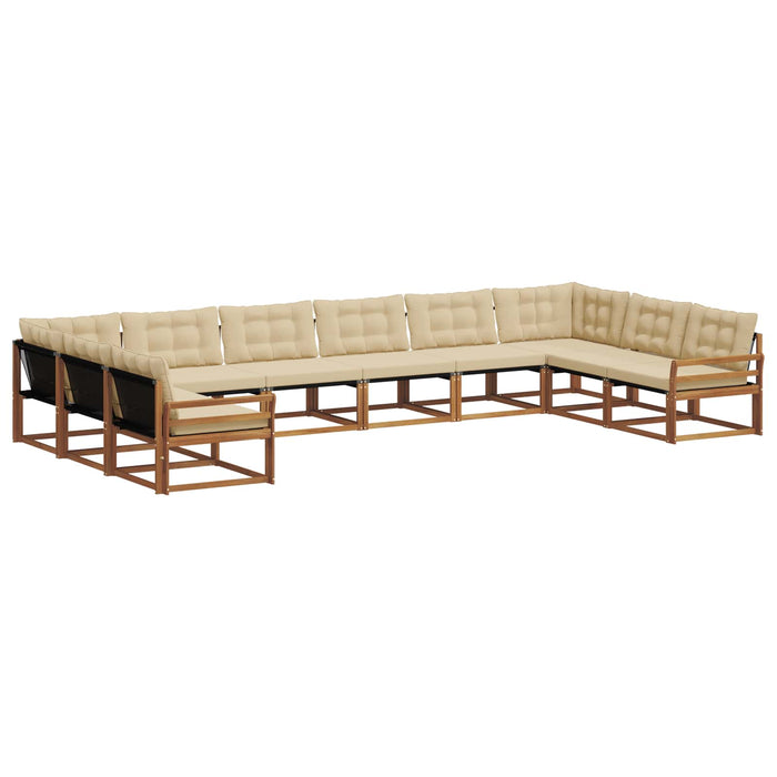 Set de canapele de exterior cu pernă 10 pcs Natural și Bej WALTI