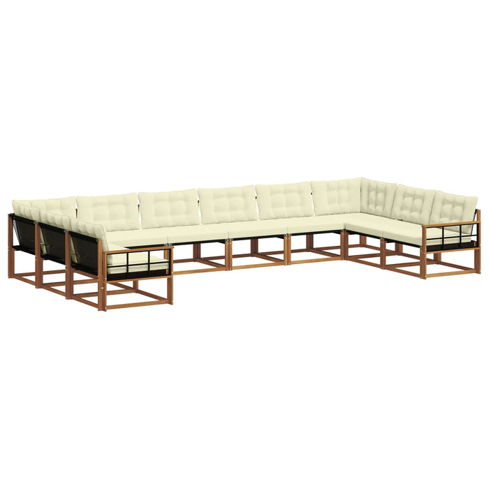 Set de canapele de exterior cu pernă 10 pcs Natural și Crem WALTI
