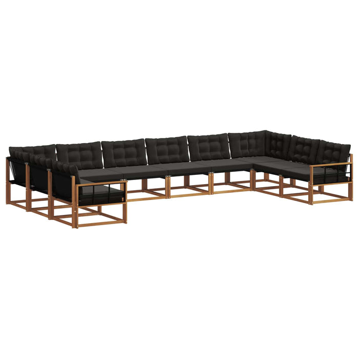 Set de canapele de exterior cu pernă 10 pcs Natural și Negru WALTI