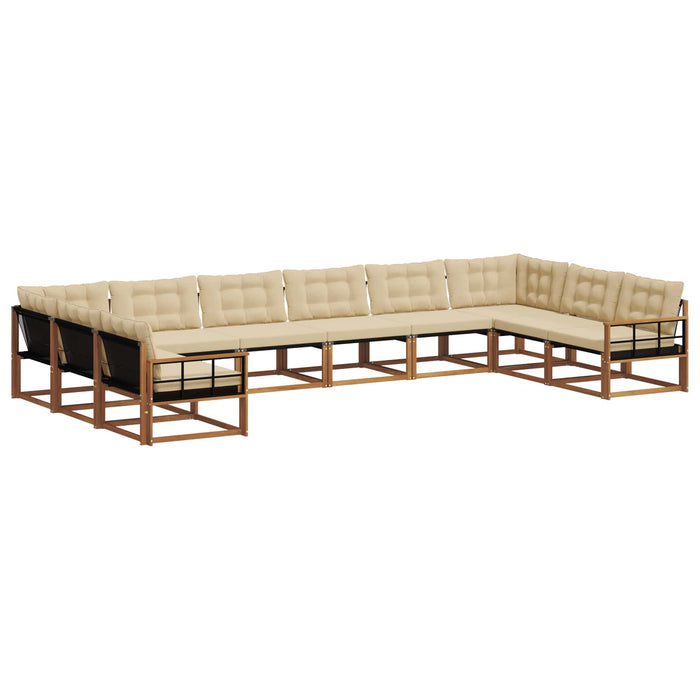 Set de canapele de exterior cu pernă 10 pcs Natural și Bej WALTI