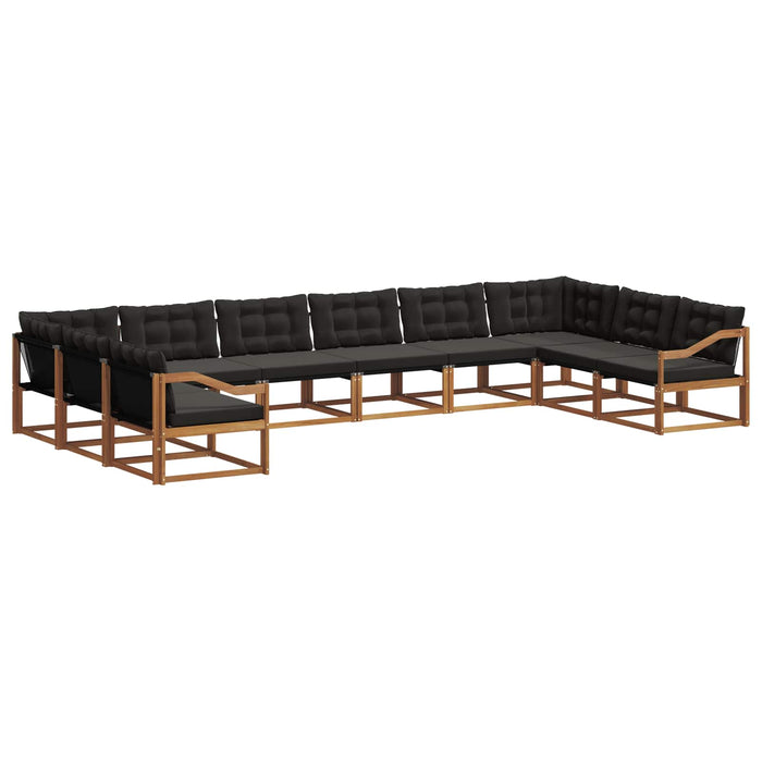 Set de canapele de exterior cu pernă 10 pcs Natural și Negru WALTI