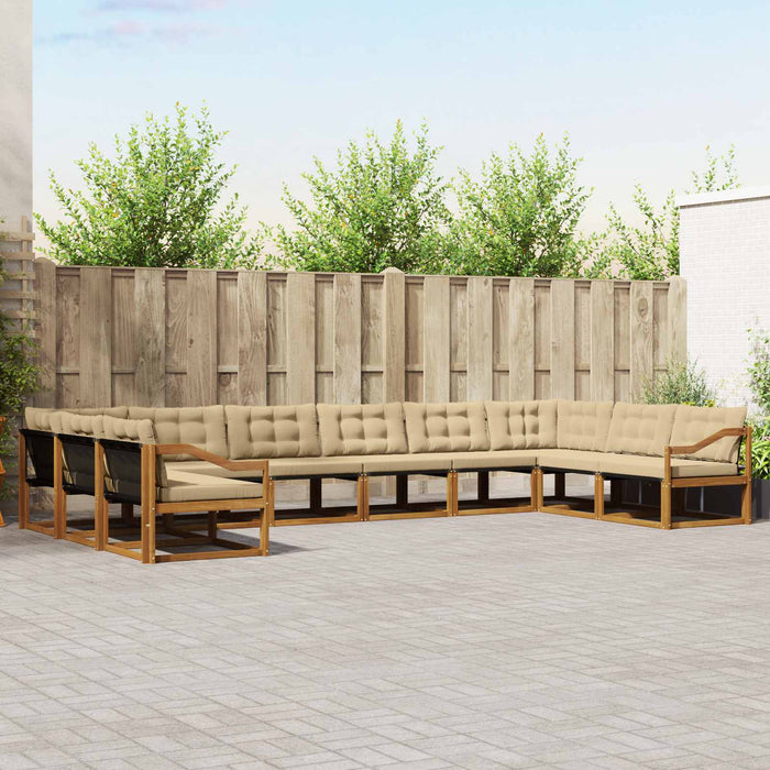 Set de canapele de exterior cu pernă 10 pcs Natural și Bej WALTI