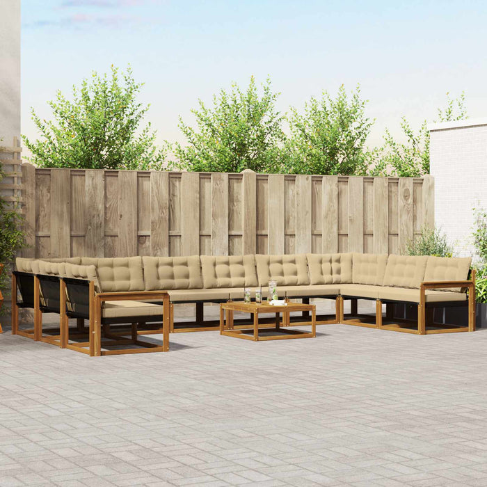 Set de canapele de exterior cu pernă 11 pcs Natural și Bej - WALTI WALTI