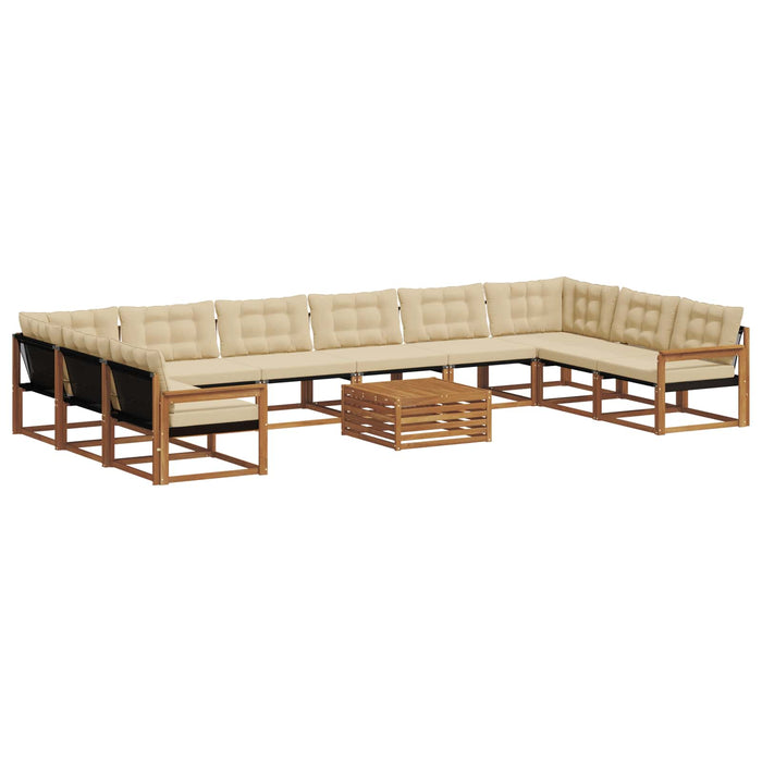 Set de canapele de exterior cu pernă 11 pcs Natural și Bej - WALTI WALTI