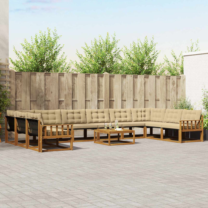 Set de canapele de exterior cu pernă 11 pcs Natural și Bej - WALTI WALTI