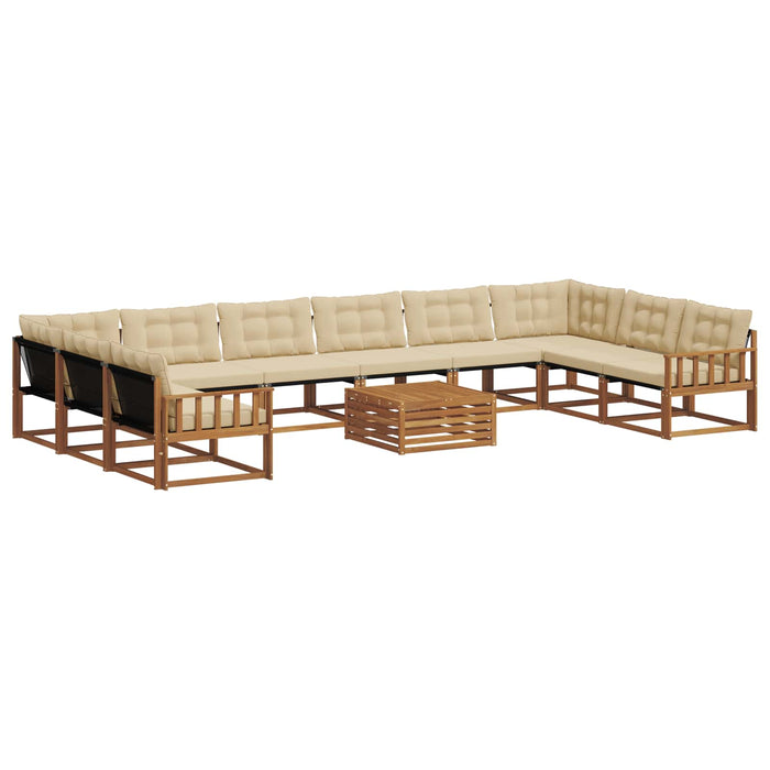 Set de canapele de exterior cu pernă 11 pcs Natural și Bej - WALTI WALTI