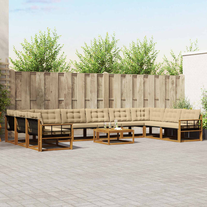 Set de canapele de exterior cu pernă 11 pcs Natural și Bej - WALTI WALTI