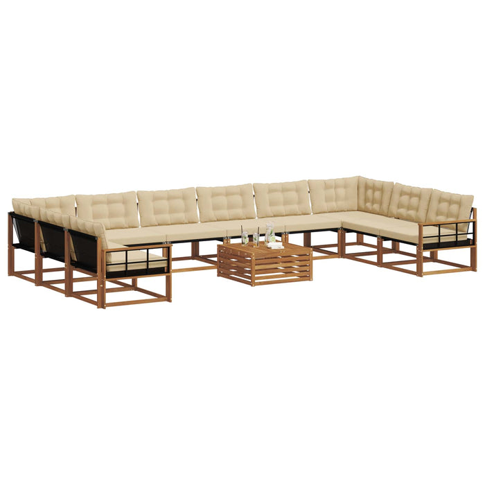 Set de canapele de exterior cu pernă 11 pcs Natural și Bej - WALTI WALTI