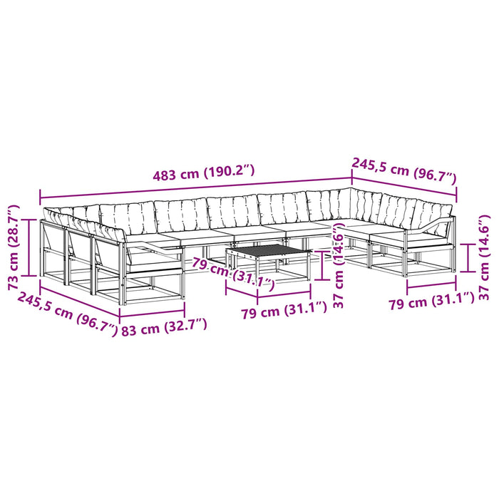 Set de canapele de exterior 11 pcs Gri natural și deschis - WALTI WALTI
