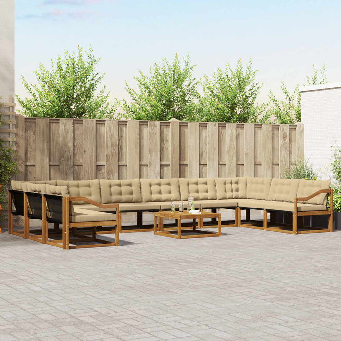 Set de canapele de exterior cu pernă 11 pcs Natural și Bej - WALTI WALTI