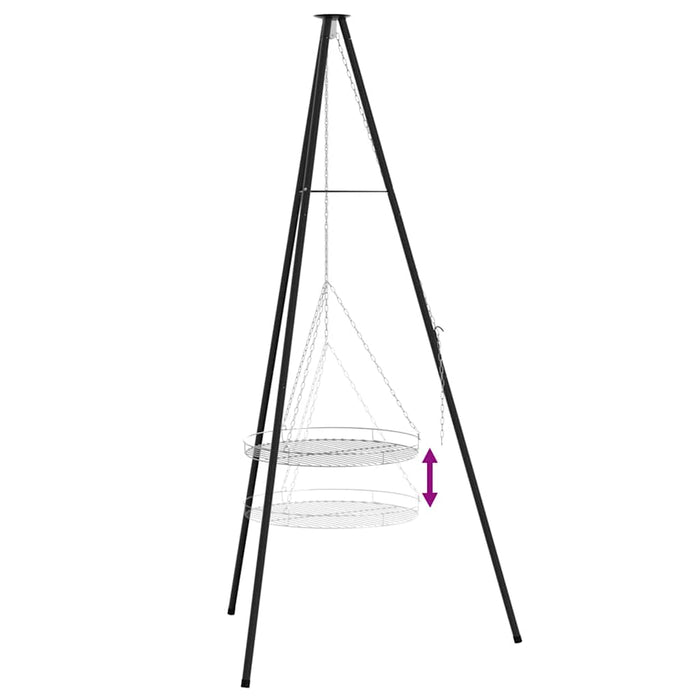 Treppied pentru foc de tabără 2 pcs Negru Oțel - WALTI WALTI