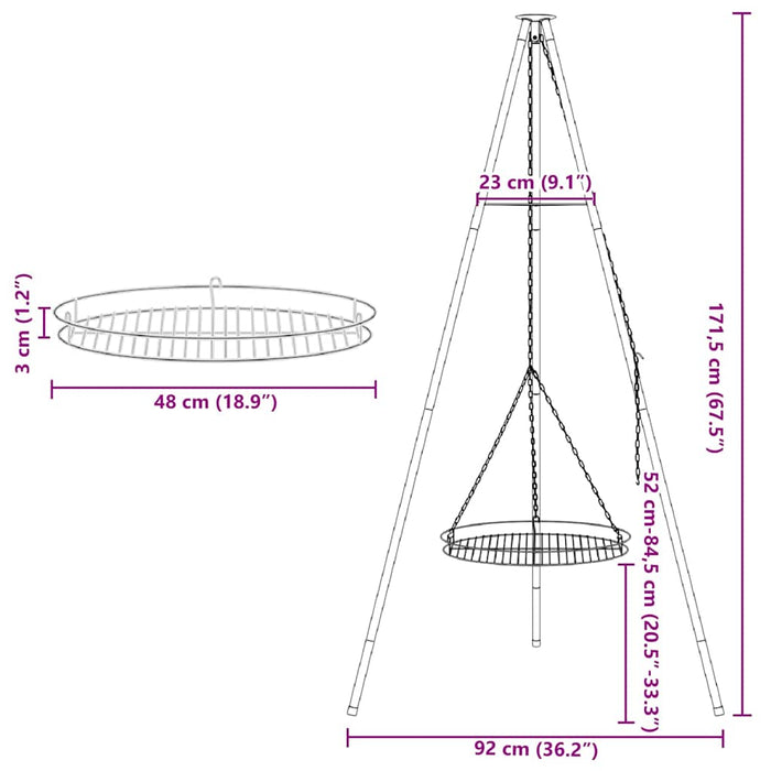 Treppied pentru foc de tabără 2 pcs Negru Oțel - WALTI WALTI