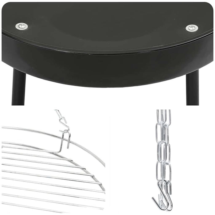 Treppied pentru foc de tabără 3 pcs Negru Oțel - WALTI WALTI