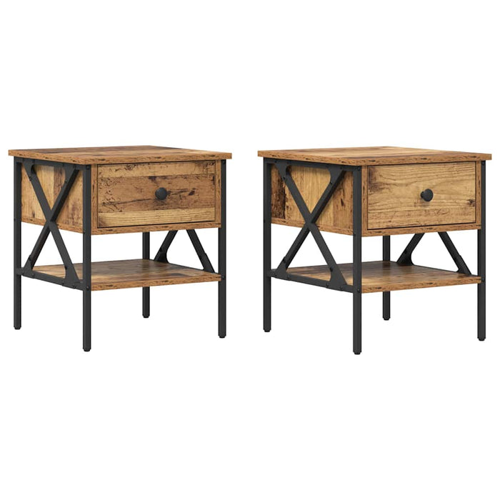 Cabinet de Noptieră cu sertar 2 pcs Lemn vechi 40 x 42 x 45 cm - WALTI WALTI