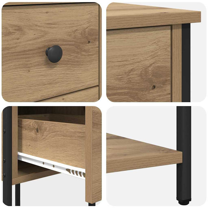Dulap de noapte stejar artizanal 32 x 42 x 70 cm Lemn compozit - WALTI WALTI