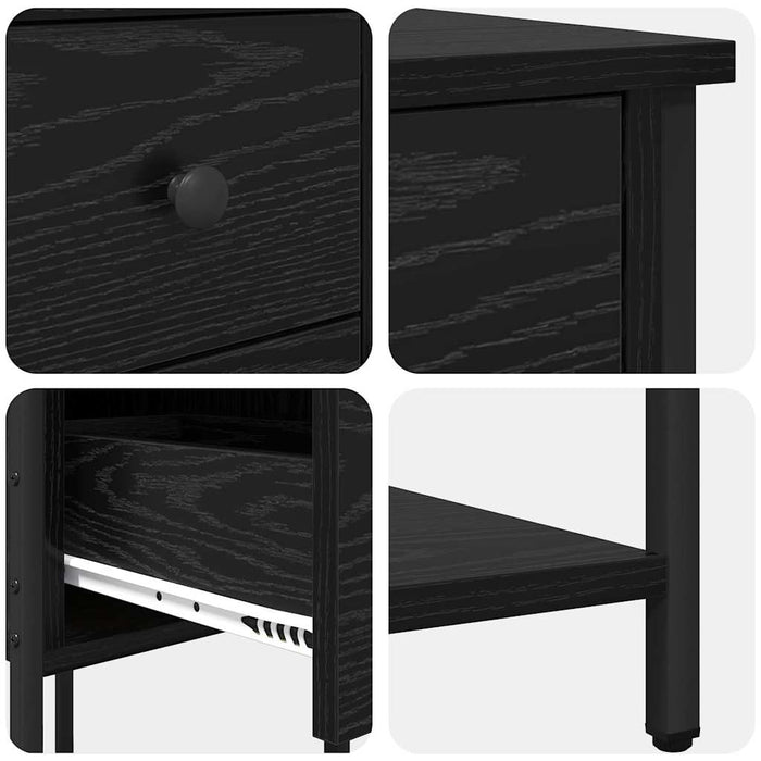 Dulap de noapte cu sertar 2 pcs Stejar negru 32 x 42 x 70 cm - WALTI WALTI
