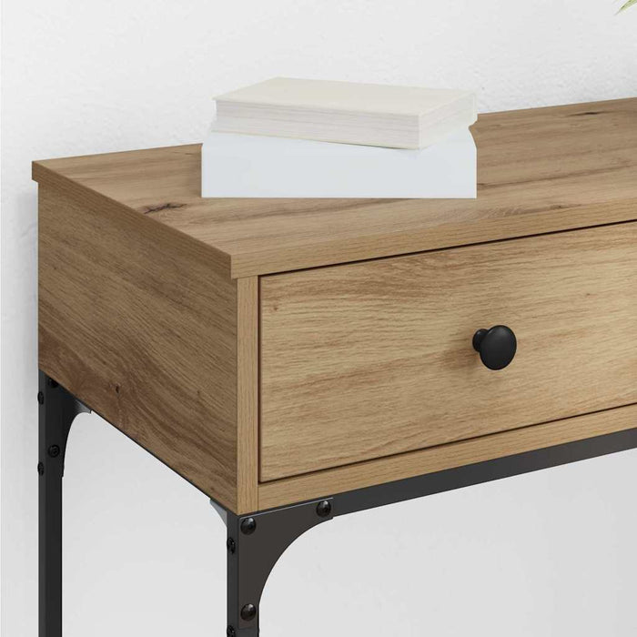Masă de consolă cu sertar stejar artizanal 75 x 34,5 x 75 cm - WALTI WALTI