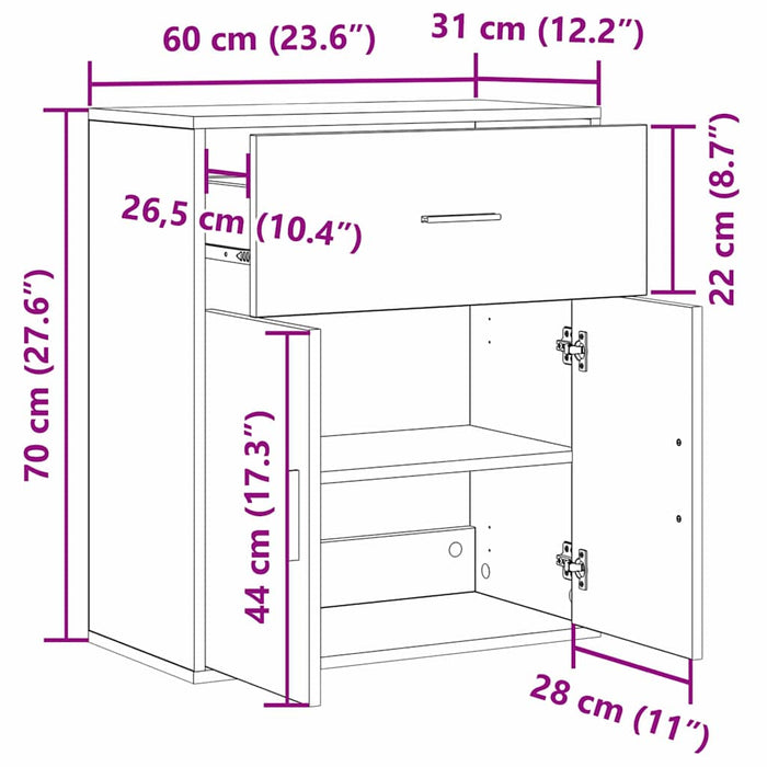 Bufet cu sertar Lemn vechi 60 x 31 x 70 cm Lemn compozit - WALTI WALTI