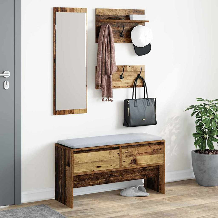 Set mobilier hol cu sertar 4 pcs Lemn vechi Lemn compozit - WALTI WALTI